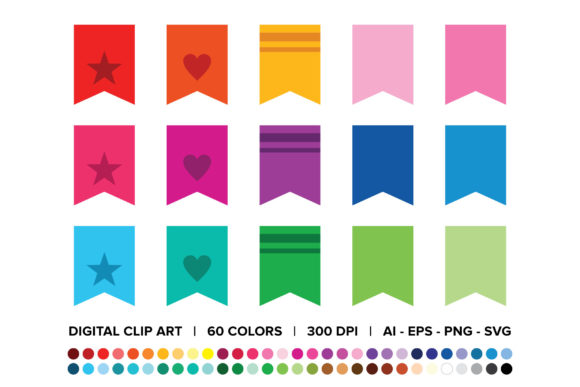 Bookmark Tab Flag Banner Clip Art Set