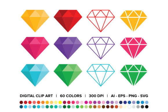 Diamond Clip Art Set: A Versatile Resource for Creative Professionals