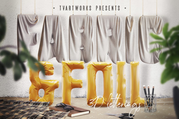 Foil Fabric Lettering Duo: Enhancing Design Workflows with Realistic 3D Elements