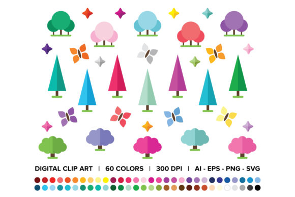 Geometric Magic Forest Clip Art Set