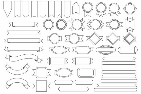 Outline Badge Banner Clip Art Set